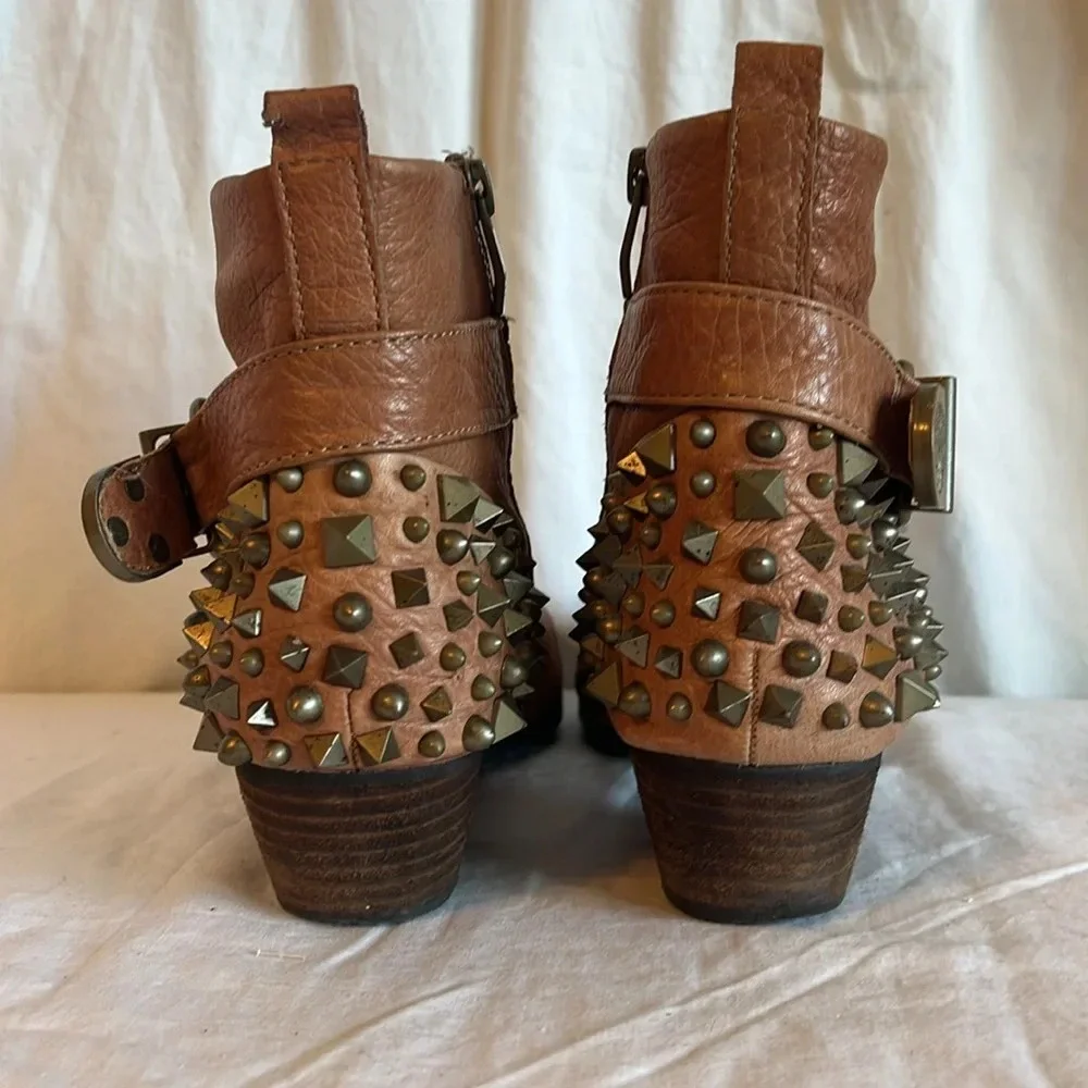 Vince Camuto Marcin Leather Harness Buckles Studded Ankle Boot - Picture 7 of 10